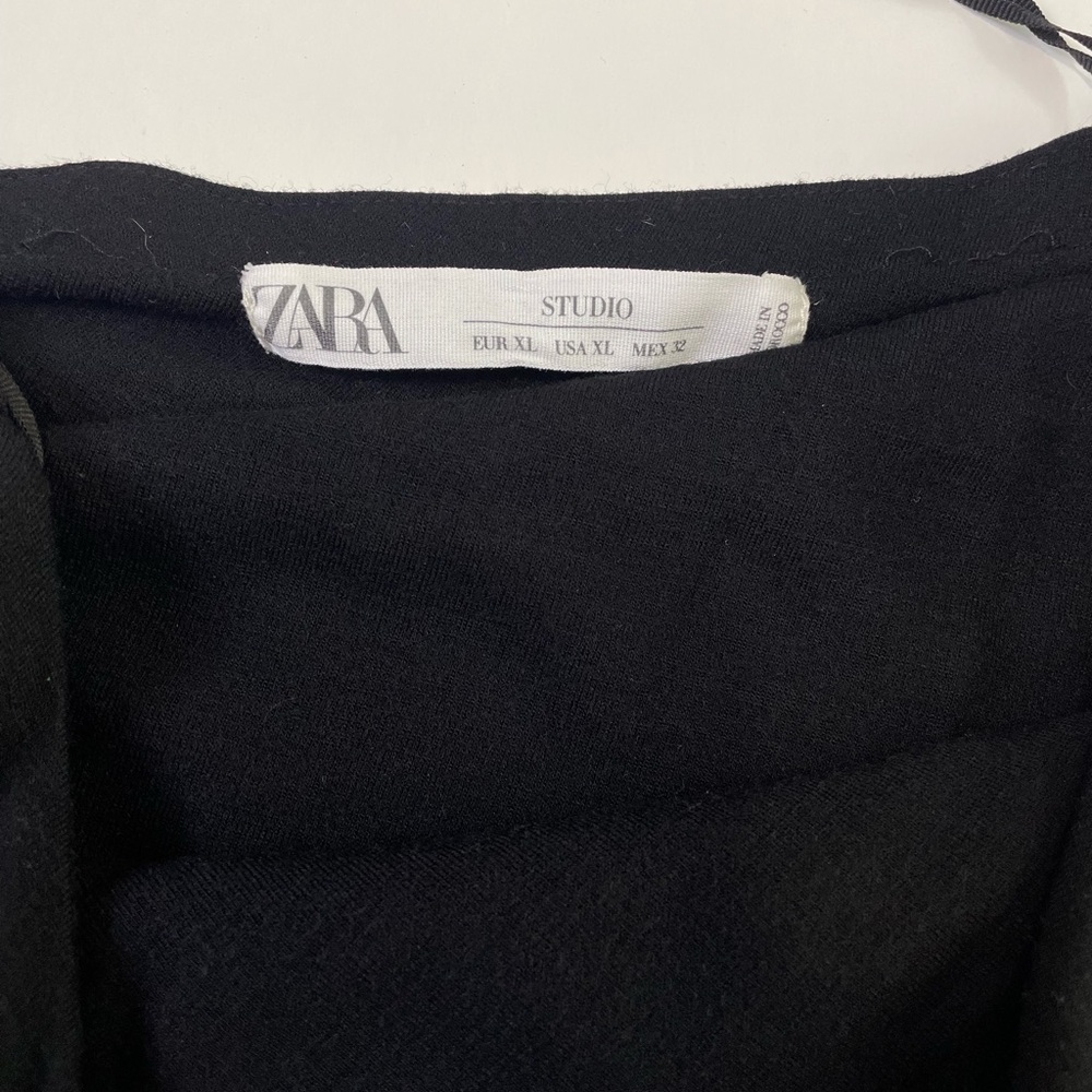 NWT ZARA Studio Black Wool Draped Dress XL - Picture 5 of 16